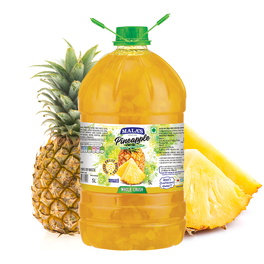 Mala's Pineapple Crush 5 Ltr Bakery Pack Wholesale Supplier Jalaram Food Products